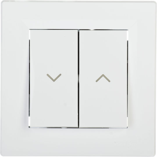Schneider Electric Asfora Recessed Wall Switch Rolling Shutters Two-Way with Frame White