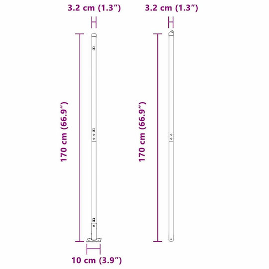 vidaXL Stâlp de gard de Grădină din Oțel 3.2x170buc 7buc Silver
