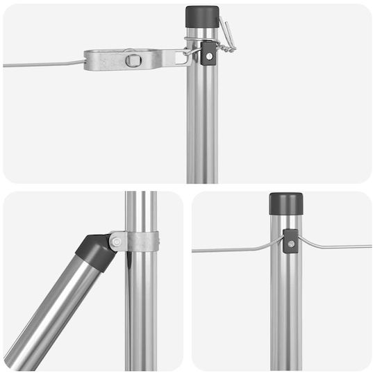 vidaXL Στύλος Περίφραξης Κήπου από Ατσάλι 3.2x90εκ. 7τμχ Ασημί