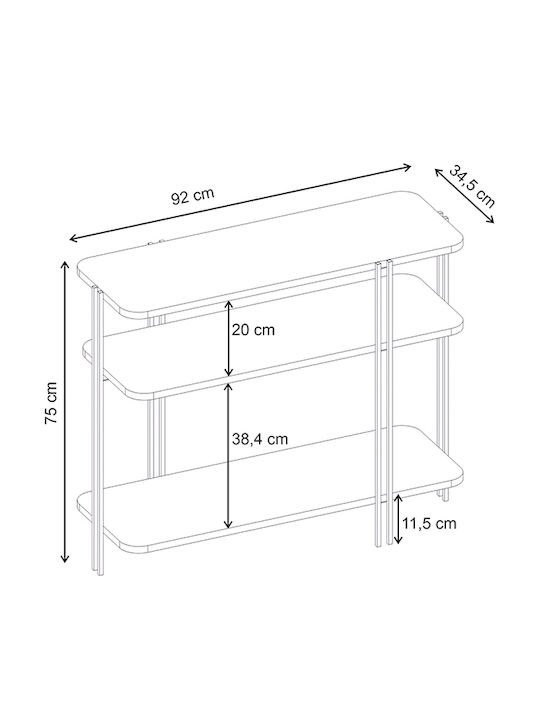 Notus Console Table from Wood & Walnut Metal L92xW34.5xH75cm