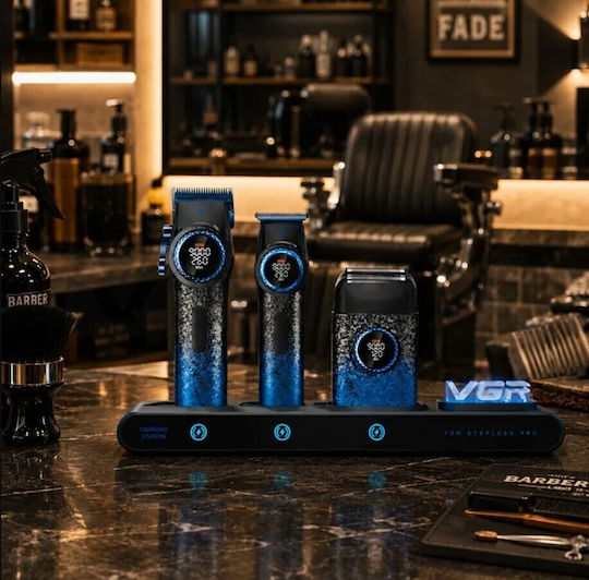 VGR Stepless Pro 3in1 Professional Rechargeable Hair Clipper Set Blue V-977