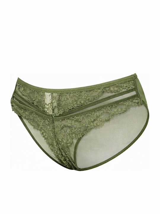 Damen Slip mit Spitze Khaki