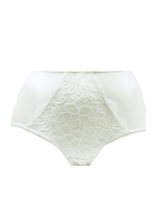 High-waisted Women's Slip with Lace Ecru