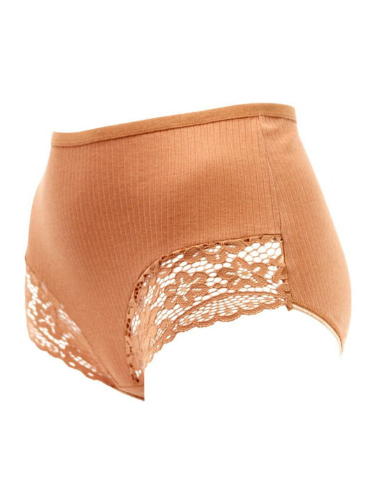 Hochtailliert Damen Slip mit Spitze Orange