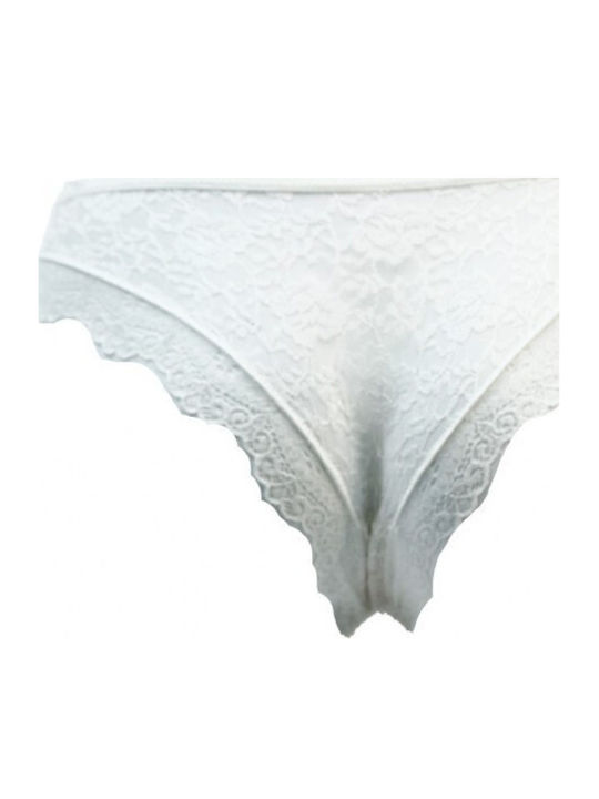 Damen Slip mit Spitze Weiß