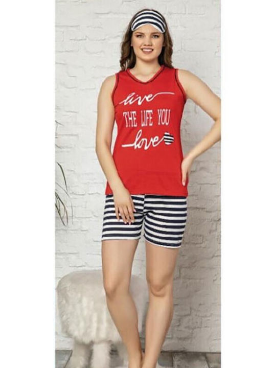 Mirano Homewear Sommer Damen Pyjama-Set Rot