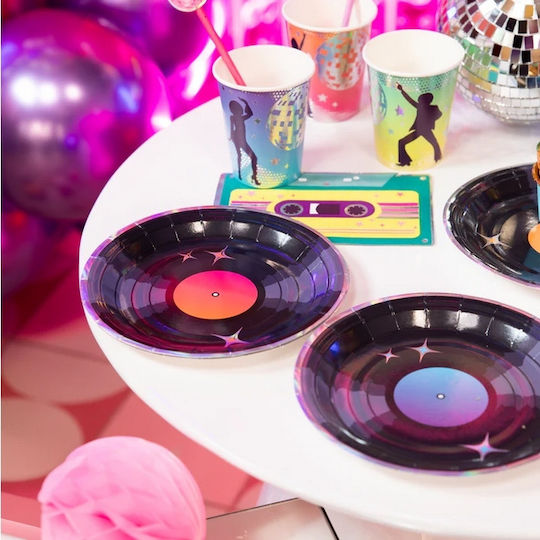 Paper Plates Vinyl Record Retro Disco 80s Birthday 18cm 6pcs