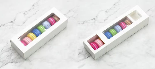 Cutie Mică Glisantă Macarons 10 Bucăți Albă