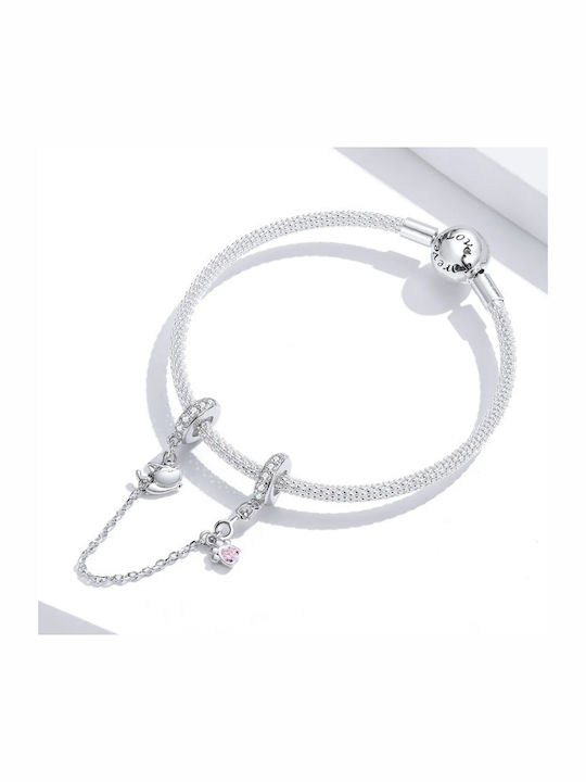 Trusky Charm in Silver with Pink Zircon Trusky Charm in Silver with Pink Zircon