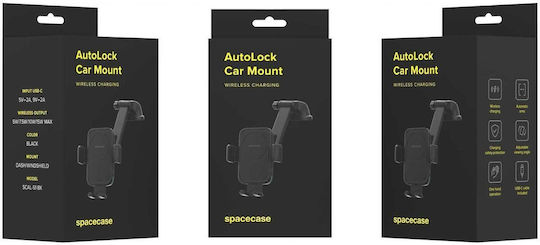 Spacecase Ufuzon Handyhalterung Auto mit verstellbaren Haken und kabellosem Aufladen Schwarz