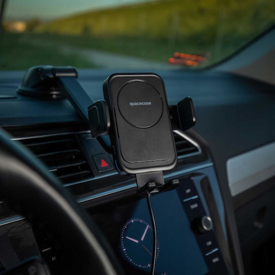 Spacecase Ufuzon Handyhalterung Auto mit verstellbaren Haken und kabellosem Aufladen Schwarz