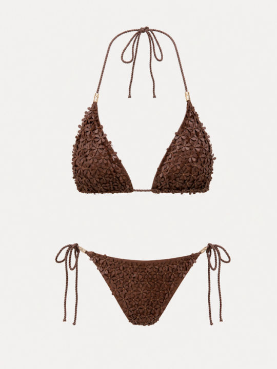 Set Bikini Blumen Braun