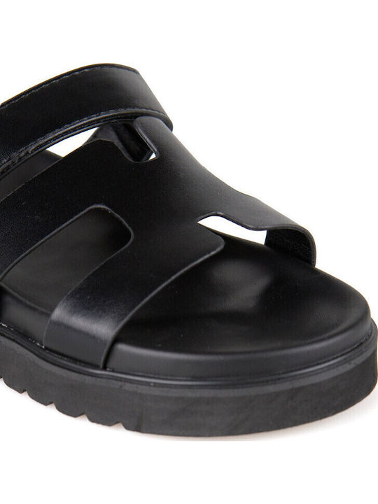 Γυναικεία Ανατομικά Σανδάλια Flatforms Μαύρα