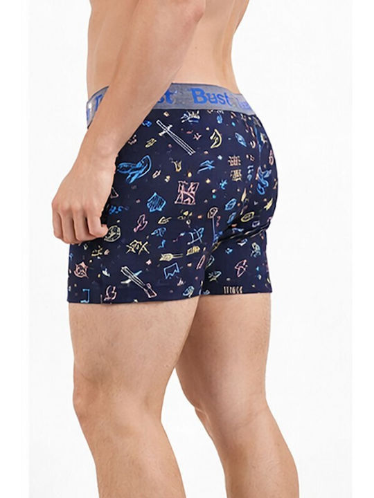 Herren Boxershorts Blau mit Mustern 1Packung