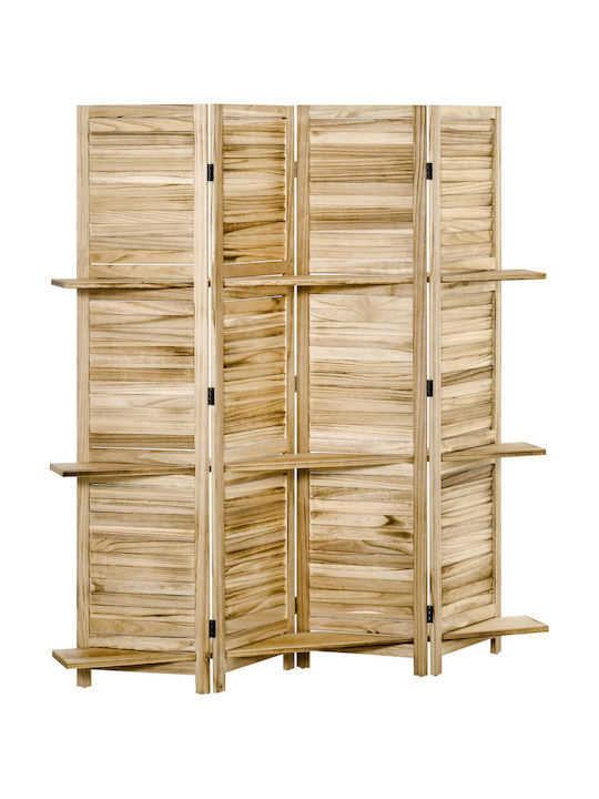HomCom Διακοσμητικό Παραβάν Ξύλινο με 4 Φύλλα 162x170cm