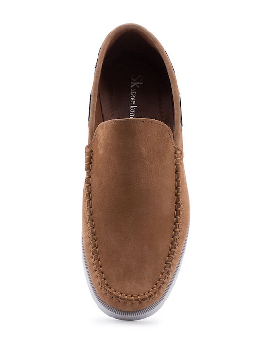 Leather Men's Loafers In Tabac Brown Colour