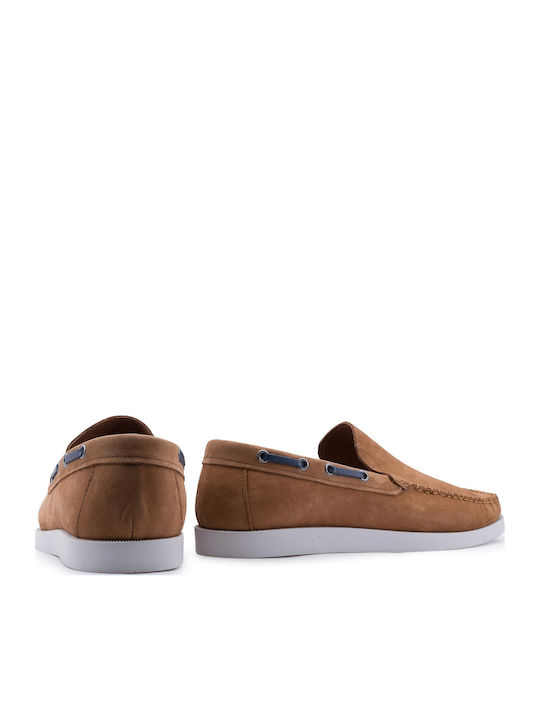 Leather Men's Loafers In Tabac Brown Colour