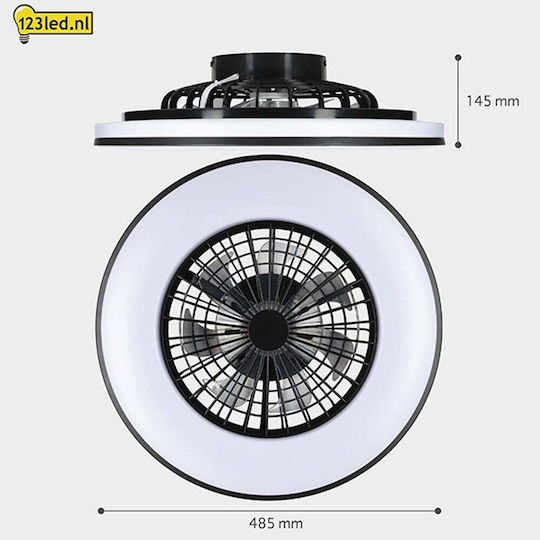 123led Deckenleuchte 48.5cm mit Leuchte Transparente / Schwarze