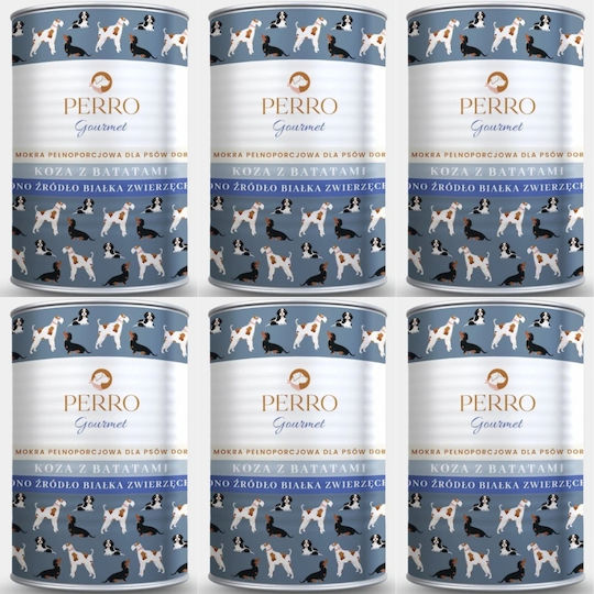 Perro Wet Dog Food in Cans with Potatoes and Meat Grain-Free 6x400gr