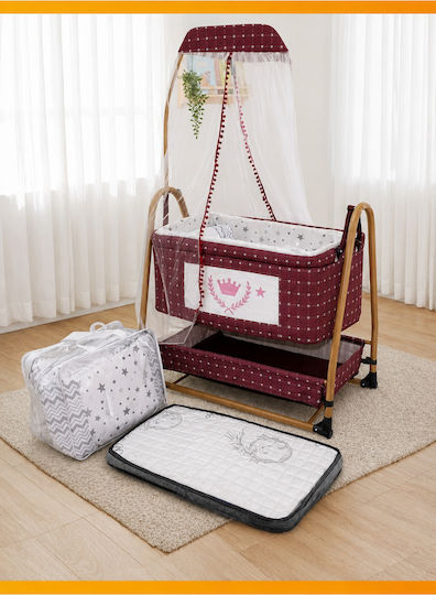 SteweHome Babywiege mit Matratze und Rädern