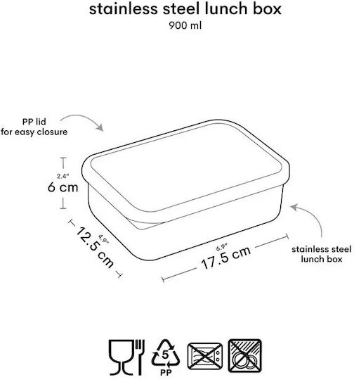 A Little Lovely Company Stainless Steel Kids' Food Container 0.9l Pink 17.5 x 12.5 x 6cm