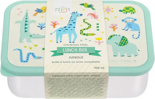 A Little Lovely Company Неръждаема Детска Кутия За Храна 0.9 Л Бежова 17.5 x 12.5 x 6 см