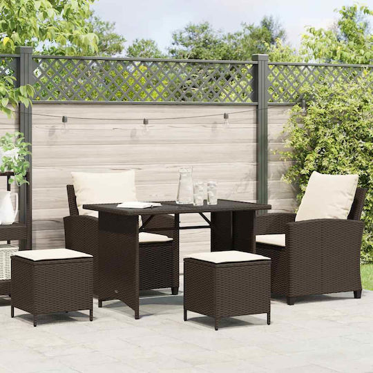 vidaXL Outdoor Rattan Armchair Brown with Cushion 4 Pieces