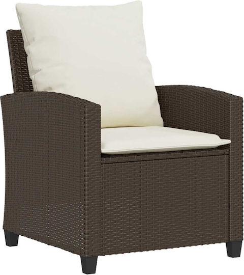 vidaXL Outdoor Rattan Armchair Brown with Cushion 4 Pieces