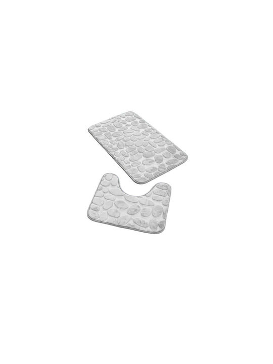 Αντιολισθητικό Σετ Πατάκια Μπάνιου Memory Foam Λεκάνης ΑΤ00011956 Γκρι 2τμχ