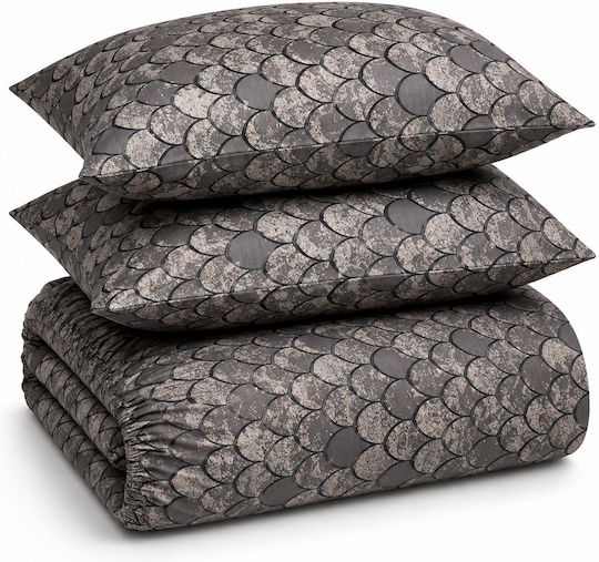 Comfort Bed Sheet Set with 1 Pillowcase King Size 270x220cm Grey (4 Pieces)