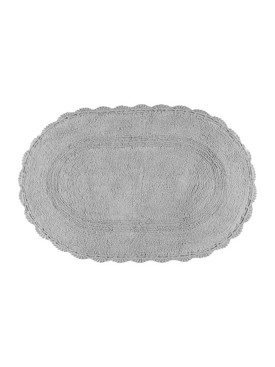 Beauty Home Non-Slip Bath Mat Cotton Oval 3281 Gray 50x80 cm