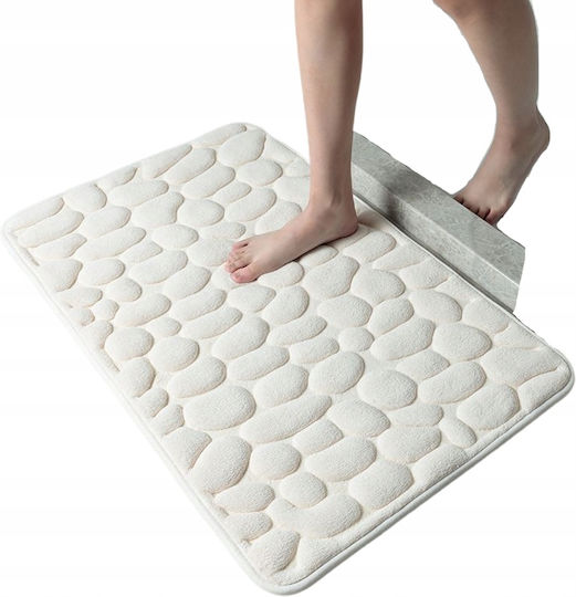 Bathroom Rug Anti-skid Foam Memory Stones Mata Thick White Bathroom Rug Anti-skid Foam Memory Stones Mata Thick White