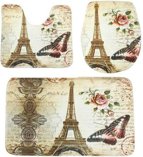 Set Covoare De Baie CovorEiffel201 Multicolore 3 Bucăți Set Covoare De Baie CovorEiffel201 Multicolore 3 Bucăți