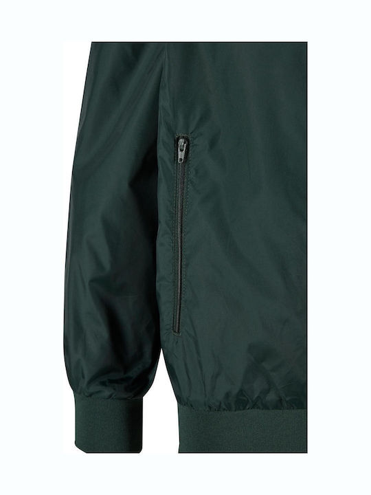 Kids Casual Short Windproof Jacket with Hood Bottlegreen