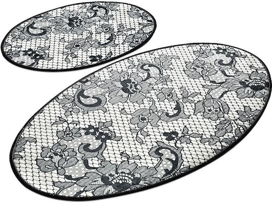 Set Covoare De Baie LACE4506 Alb/Negru 2 Bucăți