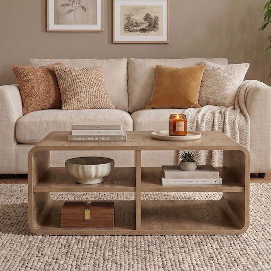 Rectangular Central Coffee Table Rovel Wooden Sepet Oak L80.3xW50xH32.5cm