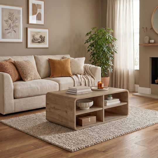 Rectangular Central Coffee Table Rovel Wooden Sepet Oak L80.3xW50xH32.5cm