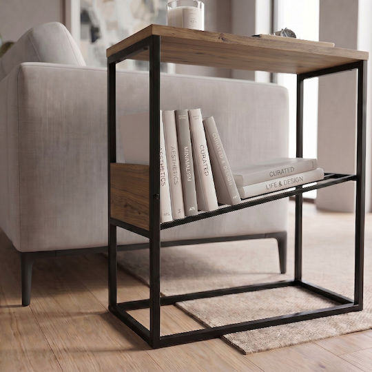Rectangular Side Table Tenol Wooden Light Walnut W55xD25xH62cm