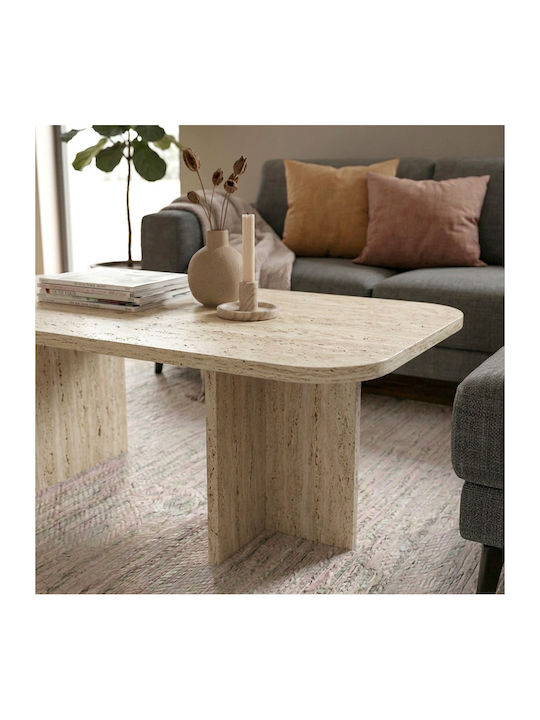 Masa Centrală Rectangulară Hillary din Lemn Travertin M100xL60xÎ41.8cm
