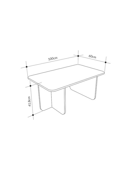 Masa Centrală Rectangulară Hillary din Lemn Travertin M100xL60xÎ41.8cm
