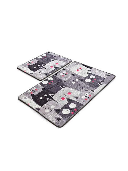 Chilai Home Rutschfest Set Badematten Synthetisch,Polyester/Cotton/Leather Rechteckig 359CHL2376 Gray 2Stück