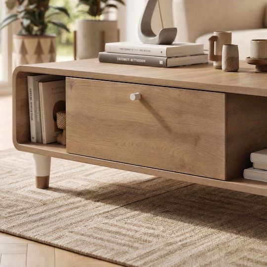 Rectangular Central Coffee Table Doro Wooden Sepet Oak L100xW60xH34.6cm