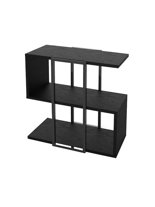 Rectangular Side Table Homia from Solid Wood Black W56xD25xH56.5cm