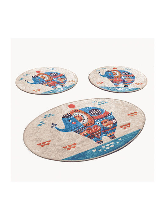 Chilai Home Rutschfest Set Badematten Synthetisch,Polyester/Cotton/Leather Oval 359CHL3241 Mehrfarbig 3Stück