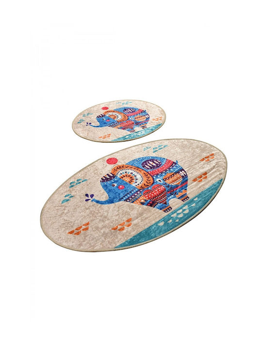 Chilai Home Rutschfest Set Badematten Synthetisch,Polyester/Cotton/Leather Oval Ethnic 2Stück