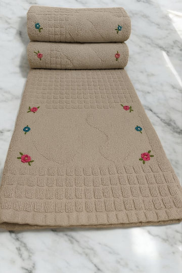 SteweHome Set Cotton Bath Mats Beige 50x70cm 3 Pieces
