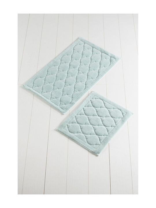 Lenjerii Deosebite Non-Slip Set Cotton Bath Mats Mint 2 Pieces