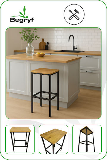 Metallischer Barhocker Eiche 40x30x65cm