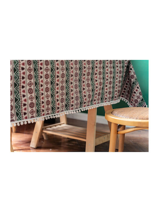 FRIPIA Fripia Leinen Tischdecke Mit Stickerei Weiß 140x200cm
