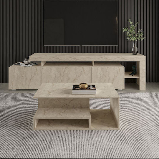 Правоъгълно Централно Кафе Масичка Vera Дървена Travertine Ш90xД56.2xВ10см